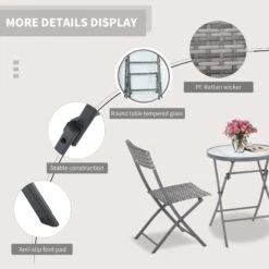 Outsunny Rattan Bistro Set - Grey 14 Outsunny Rattan Bistro Set - Grey -OUTSUNNY Store lBxb1017eecc2a4ff
