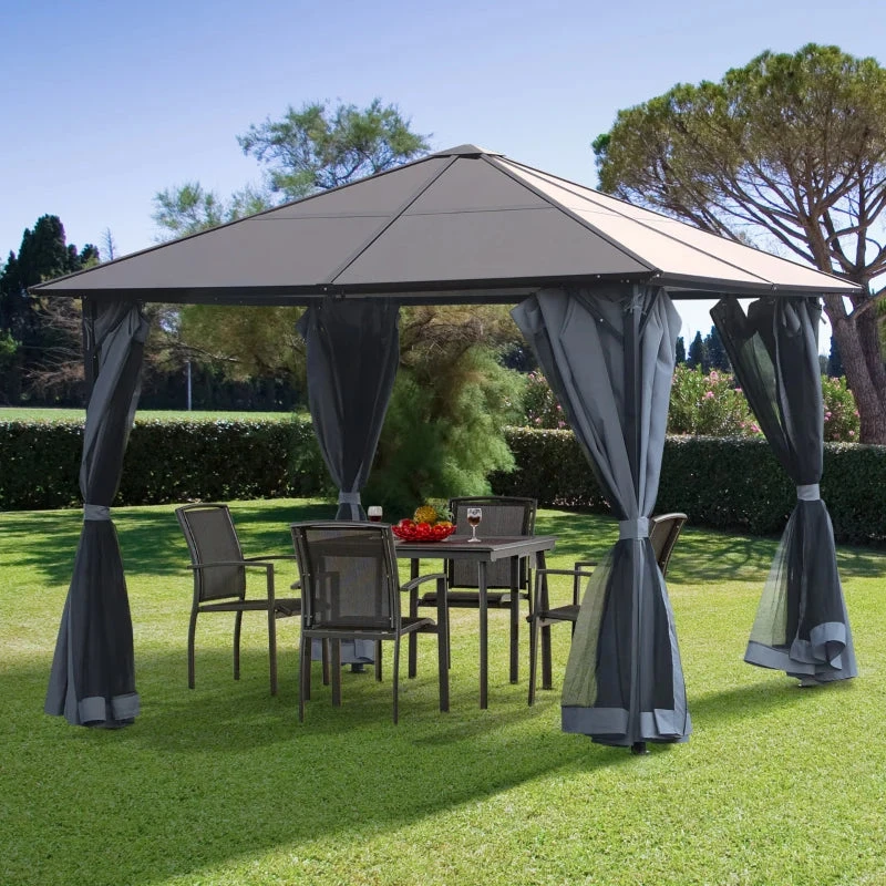 Outsunny Hardtop Gazebo With Aluminium Frame And Curtains 3 X 4m - Grey 10 Outsunny Hardtop Gazebo With Aluminium Frame And Curtains 3 X 4m - Grey - Image 10