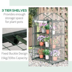 Outsunny Mini Greenhouse 3 Tier 69Lx49Wx125H Cm - Clear -OUTSUNNY Store mKt88c17f0101243d jpg