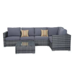 Outsunny Rattan Corner Sofa Set With Coffee Table - Grey -OUTSUNNY Store mLQdaa17eecc28b10 jpg
