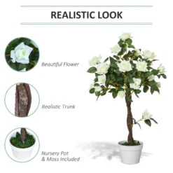 Outsunny Artificial Rose Tree And Planter For Indoor & Outdoor Use - White And Green 13 Outsunny Artificial Rose Tree And Planter For Indoor & Outdoor Use - White And Green -OUTSUNNY Store mLsf8317dc51dc1ce jpg