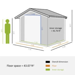 Outsunny Outdooor Storage Shed Wooden Effect Galvanised Steel 7.7ft X 6.4ft -OUTSUNNY Store mN9c1718450e7e86a jpg