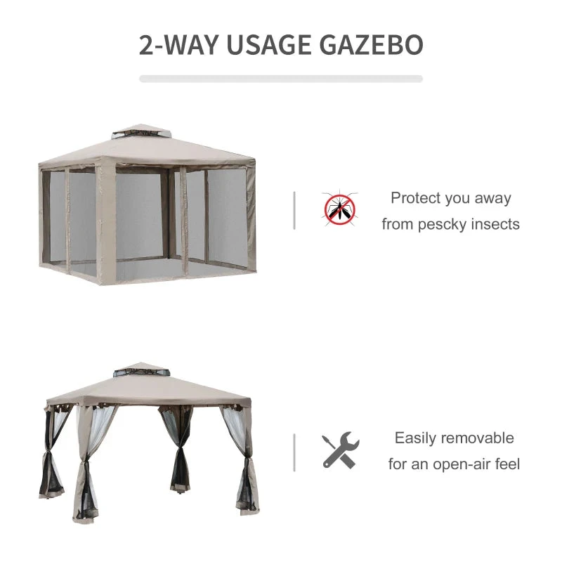 Outsunny Outdoor Gazebo 295L X 295W X 263Hcm-Taupe 6 Outsunny Outdoor Gazebo 295L X 295W X 263Hcm-Taupe - Image 6