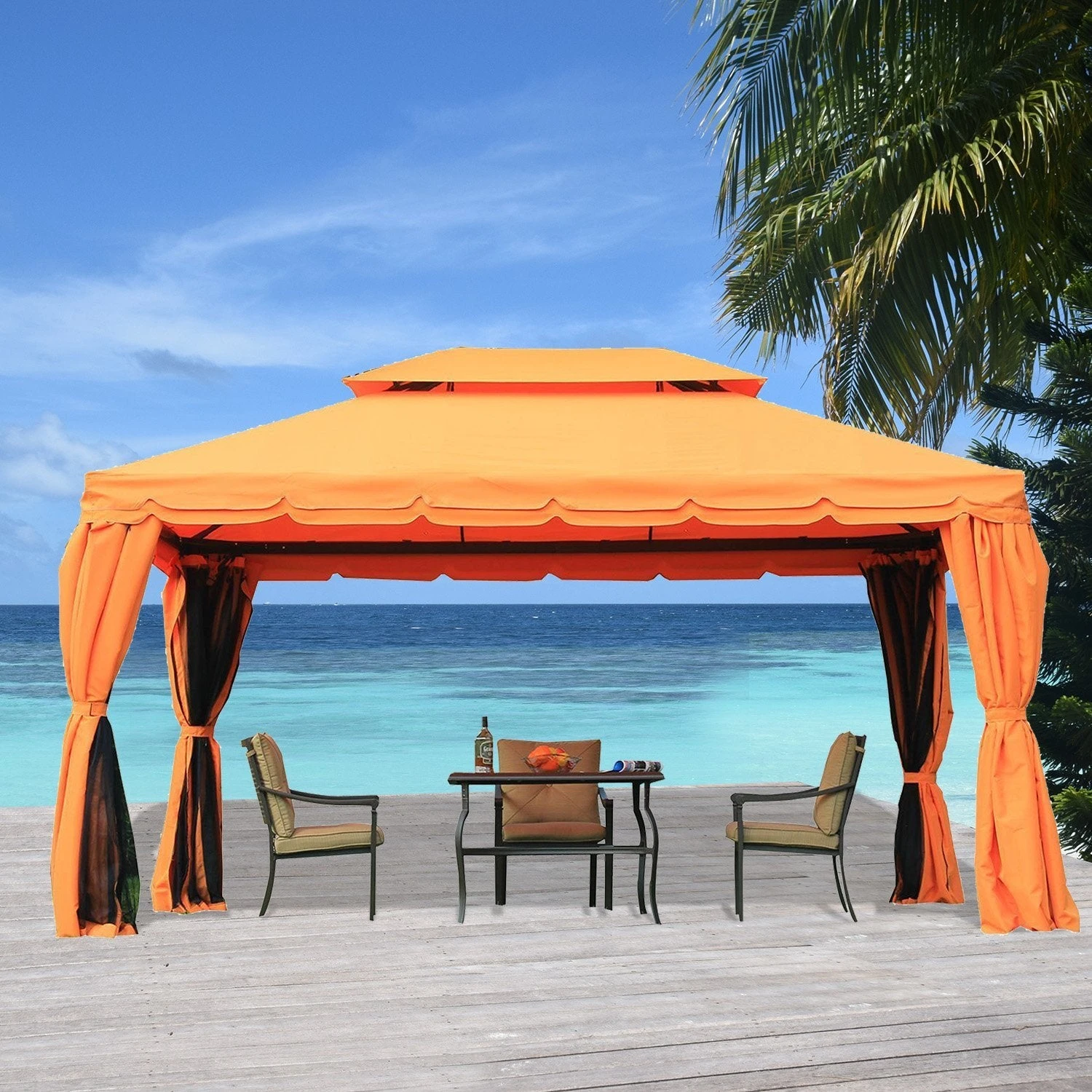 Outsunny Garden Gazebo - Orange 2 Outsunny Garden Gazebo - Orange - Image 2