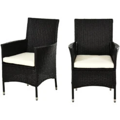 Outsunny Rattan Dining Chair Set - Dark Coffee