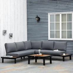 Outsunny Garden Corner Sofa With Table And Side Tables - Black -OUTSUNNY Store mtb6ff1802aec7bdd jpg