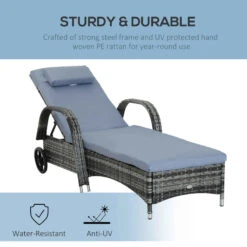Outsunny Rattan Sun Lounger W/ Cushion - Grey 18 Outsunny Rattan Sun Lounger W/ Cushion - Grey -OUTSUNNY Store n1Gb521882ce425d0 jpg