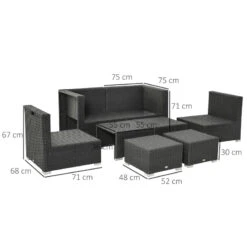 Outsunny Rattan 8pc Sofa Set - Black -OUTSUNNY Store n7Za12181240a3a19 jpg