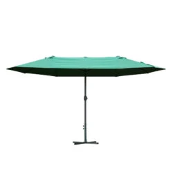 Outsunny 4.6 M Double Sided Umbrella Parasol With Cross Base - Dark Green