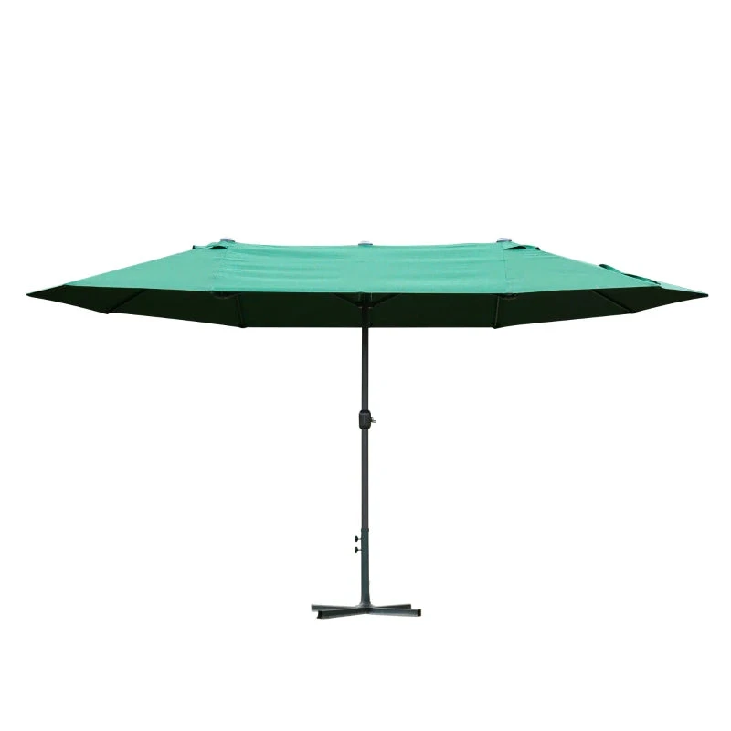 Outsunny 4.6 M Double Sided Umbrella Parasol With Cross Base - Dark Green 1 Outsunny 4.6 M Double Sided Umbrella Parasol With Cross Base - Dark Green