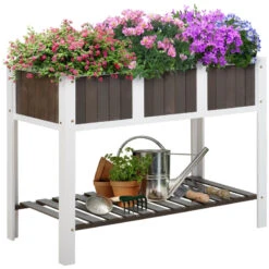 Outsunny Wooden Planter Raised Elevated Garden Bed