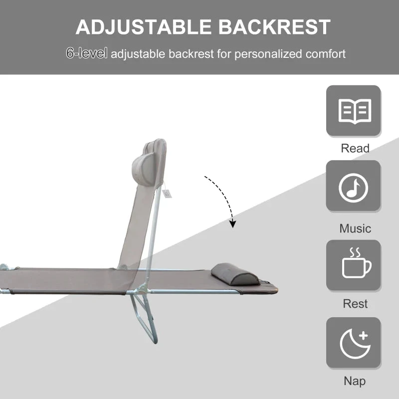 Outsunny Adjustable Sun Bed Lounger - Coffee Brown 4 Outsunny Adjustable Sun Bed Lounger - Coffee Brown - Image 4