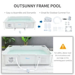 Outsunny Swimming Pool With Steel Frame & Filter 315L X 225W X 75H Cm - Grey -OUTSUNNY Store nlofde17dc4f942c5 jpg