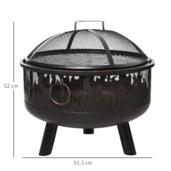 Outsunny Outdoor Fire Pit With Grill Cooking Grate W/ Cover Fire Poker Yard Bonfire Patio -OUTSUNNY Store oCad0a17dc48b4b27