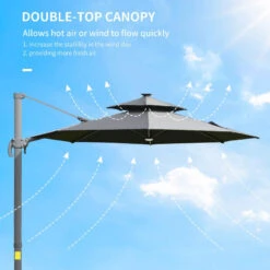 Outsunny Cantilever Banana Parasol With Solar Lights 3m - Dark Grey -OUTSUNNY Store oDLd4d1813d1402d2 jpg