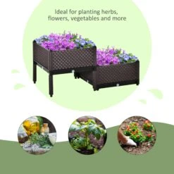 Outsunny 2-Piece Raised Garden Bed Planter Box Brown -OUTSUNNY Store oFG75617edc659cf3 b94564ac 31d3 4543 b2e0 73a27d556032