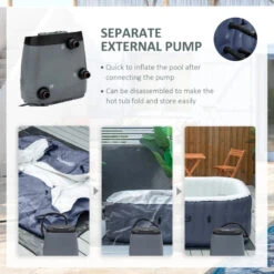 Outsunny Inflatable Hot Tub Spa Square For 4-6 People 180cm - Dark Blue -OUTSUNNY Store ozQb1018041c9642a jpg