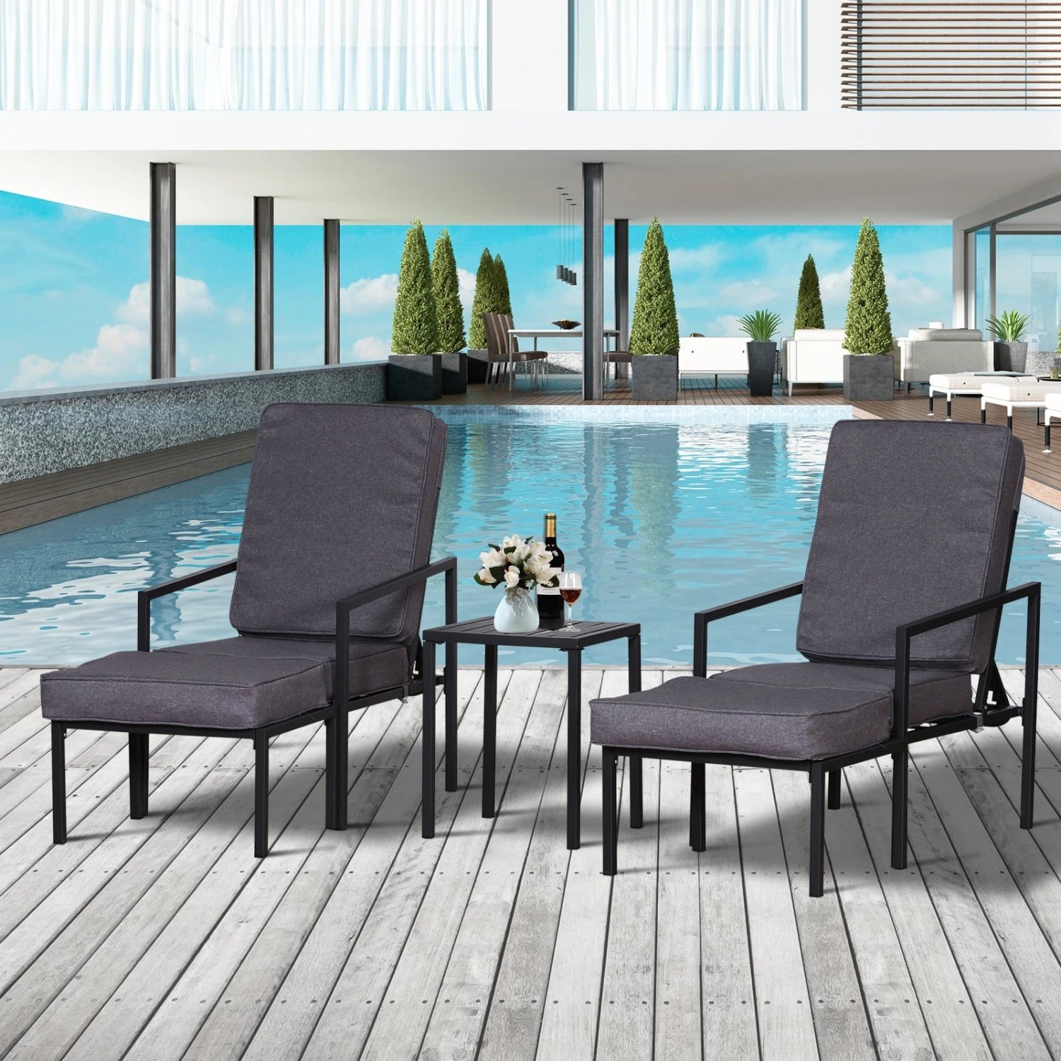 Outsunny Lounge Chair Set - 9 Outsunny Lounge Chair Set - - Image 9