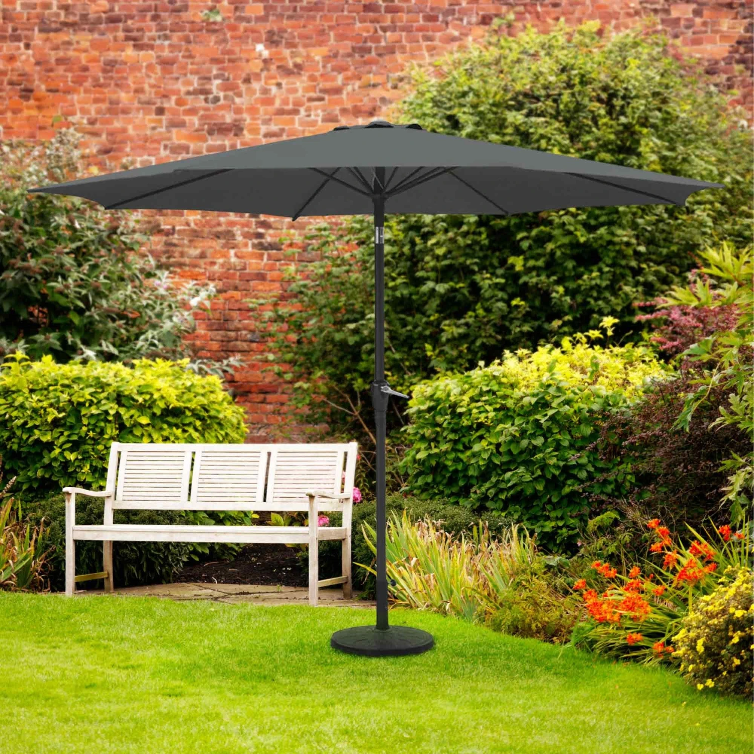 Silver & Stone Parasol Crank & Tilt 2.7m - Charcoal 2 Silver & Stone Parasol Crank & Tilt 2.7m - Charcoal - Image 2