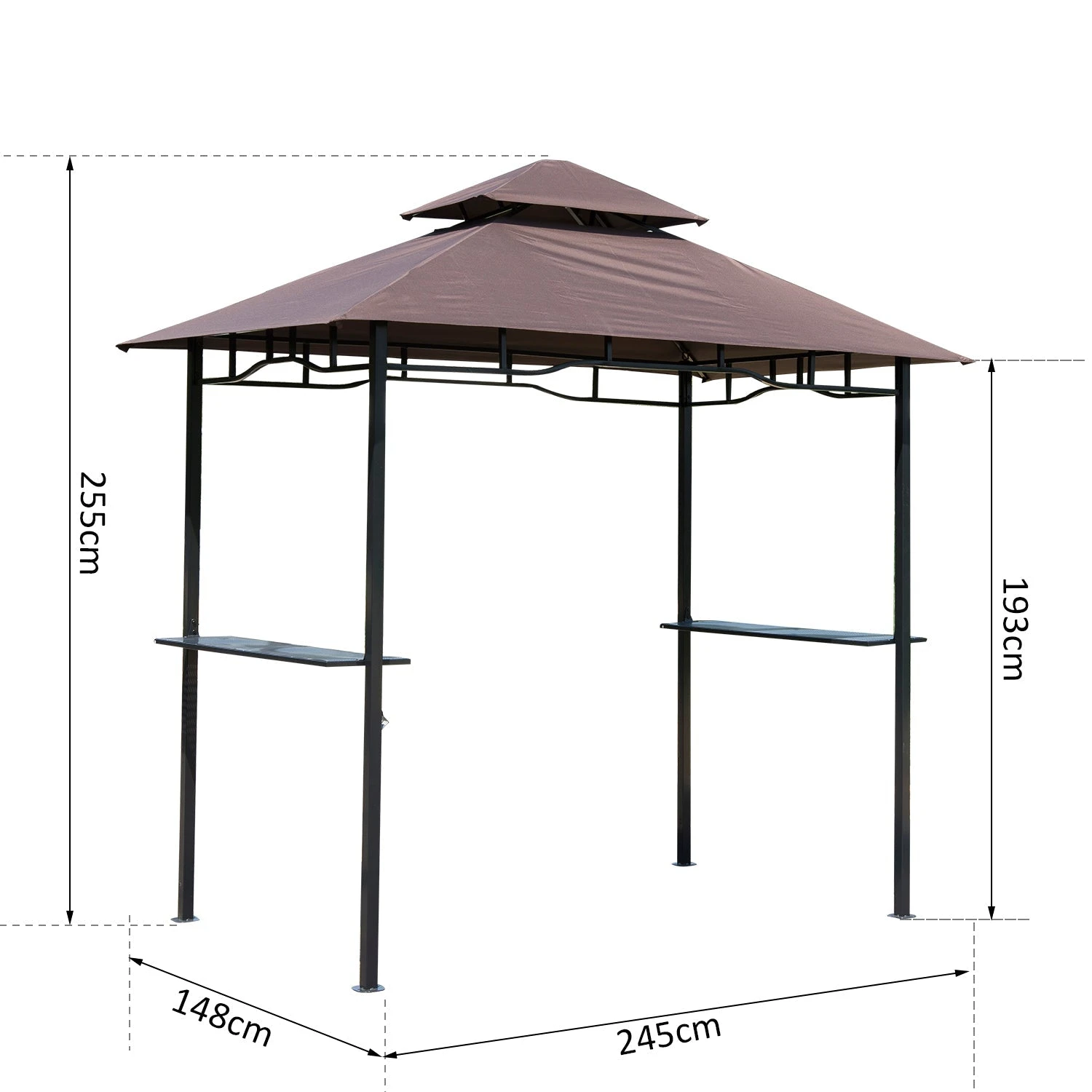 Outsunny Grill Gazebo Brown 4 Outsunny Grill Gazebo Brown - Image 4