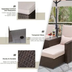 Outsunny Rattan Double Lounge - Brown -OUTSUNNY Store ph488c17eecc29783