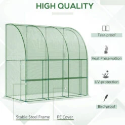 Outsunny Lean To Tunnel Greenhouse 214L X 120W X 215Hcm - Green -OUTSUNNY Store qGIa091849de22c40 jpg