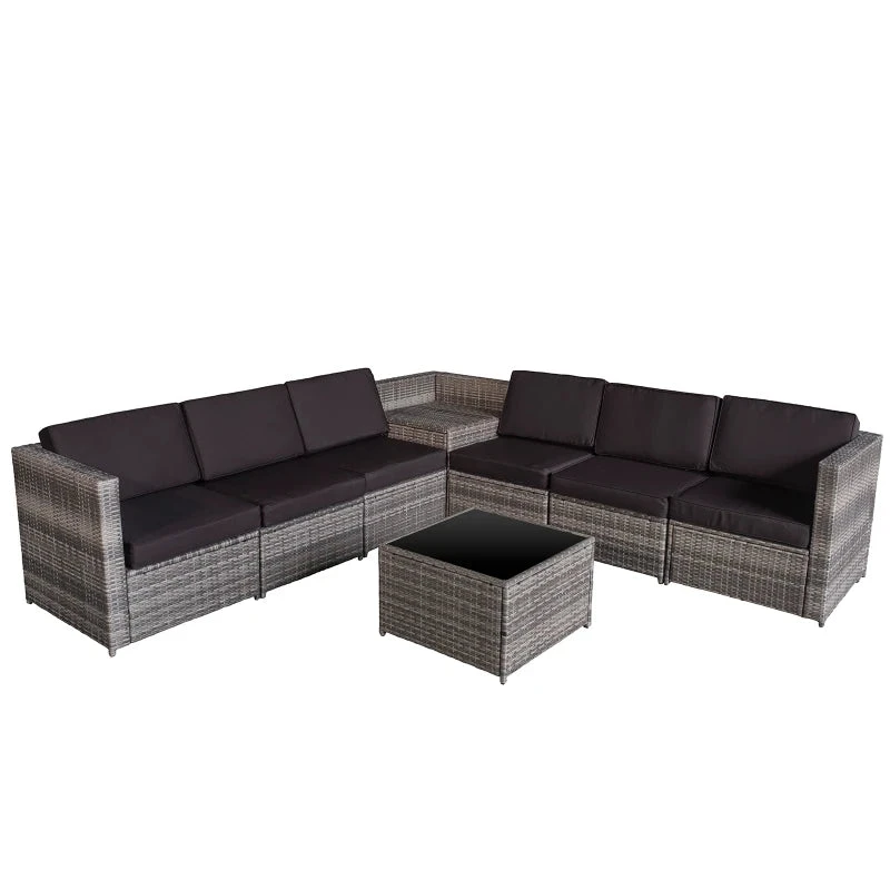 Outsunny Patio Rattan Sofa Set 6 Seater - Grey 13 Outsunny Patio Rattan Sofa Set 6 Seater - Grey - Image 13
