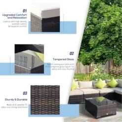 Outsunny 8 Pieces PE Rattan Corner Sofa Set With Thick Cushions, Aluminium Outdoor Rattan Garden Furniture Set With Glass Top Table, No Assembly Required, Mixed Brown -OUTSUNNY Store qnUb1017eecc28cf4 1a54c45b dc9b 49f2 8e81 c0fb776305cc