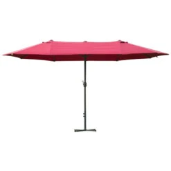 Oasis 4.6 M Double Sided Umbrella Parasol With Cross Base - Red