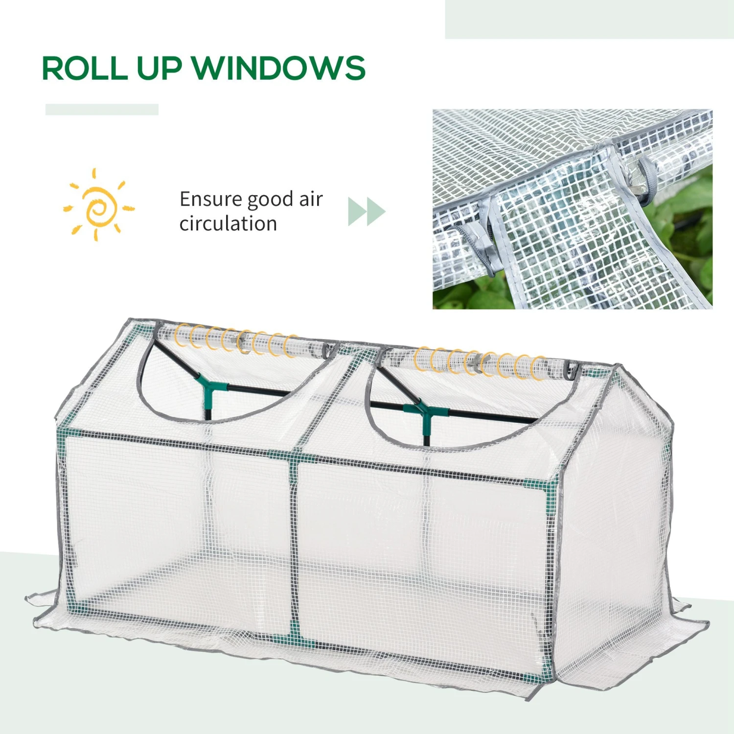 Outsunny Mini Greenhouse With 2 Windows, Plant Flower Herbs Growing, PE, 120 X 61 X 61cm 5 Outsunny Mini Greenhouse With 2 Windows, Plant Flower Herbs Growing, PE, 120 X 61 X 61cm - Image 5