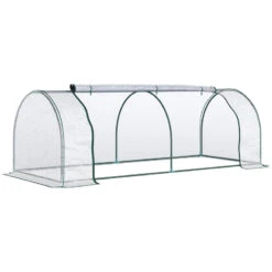 Outsunny PVC Greenhouse Tunnel Steel Frame Transparent 250x100x80cm
