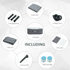 Outsunny Inflatable Hot Tub Spa Square For 4-6 People 180cm - Grey -OUTSUNNY Store rlD3d618041c963e0 jpg