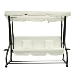 Outsunny 3 Seater Swing Bench - White