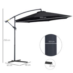 Outsunny Cantilever Banana Parasol 3m - Black 15 Outsunny Cantilever Banana Parasol 3m - Black -OUTSUNNY Store roma12182a12c6128 jpg