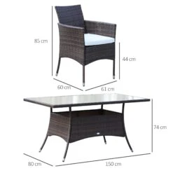Outsunny Rattan Garden Furniture Dining Set 6-seater Patio Rectangular Table Cube Chairs Outdoor Fire Retardant Sponge Brown -OUTSUNNY Store s2aa1217eecc29833 85cd33d2 d0f6 419c bd26 a68e705af165
