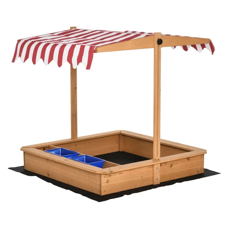 Outsunny Children's Wooden Sandbox With Cover - Wood 11 Outsunny Children's Wooden Sandbox With Cover - Wood - Image 11