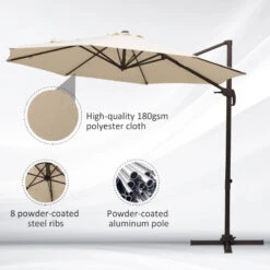 Outsunny Cantilever Parasol 3m - Beige -OUTSUNNY Store sHtb101813d5badf2 jpg