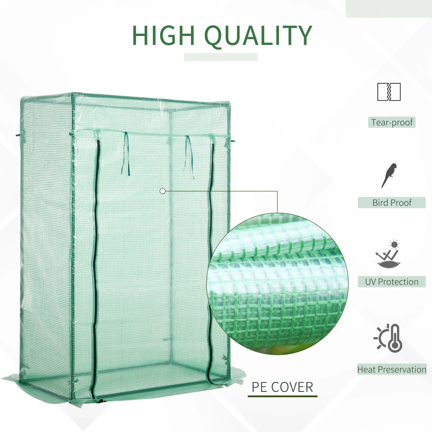 Outsunny Mini Greenhouse 100 X 50 X 150cm - Green 3 Outsunny Mini Greenhouse 100 X 50 X 150cm - Green - Image 3