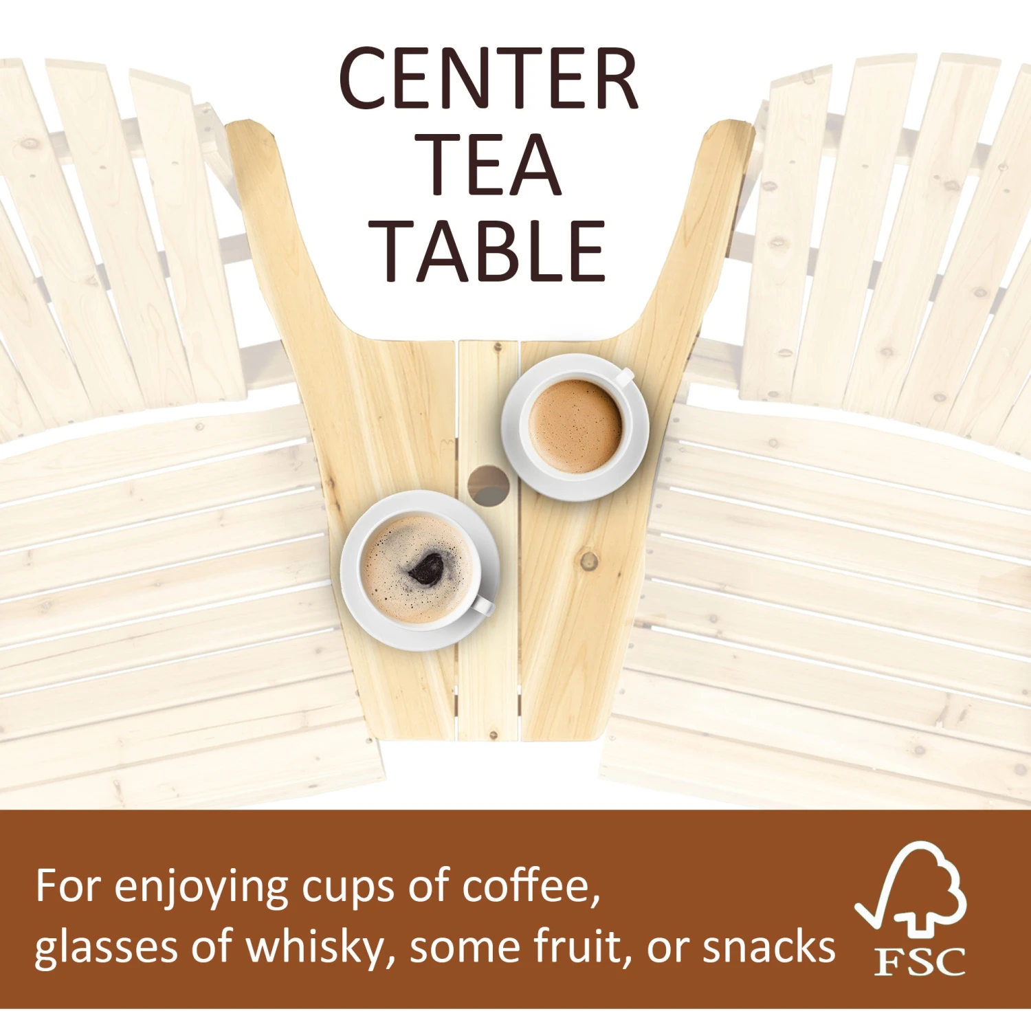 Outsunny Adirondack Chairs - Natural 5 Outsunny Adirondack Chairs - Natural - Image 5