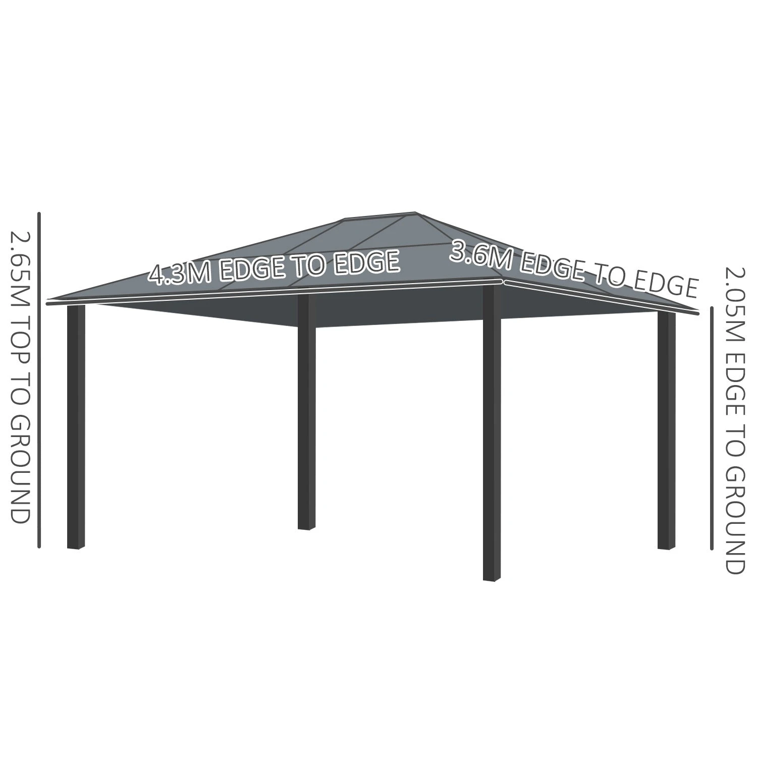 Outsunny 3.6 X 4m Hardtop Gazebo Canopy With Polycarbonate Roof And Aluminium Frame, Garden Pavilion With Mosquito Netting And Curtains 2 Outsunny 3.6 X 4m Hardtop Gazebo Canopy With Polycarbonate Roof And Aluminium Frame, Garden Pavilion With Mosquito Netting And Curtains - Image 2