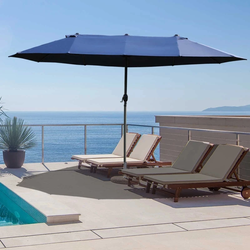 Outsunny Double Parasol 4.6m - Blue 2 Outsunny Double Parasol 4.6m - Blue - Image 2