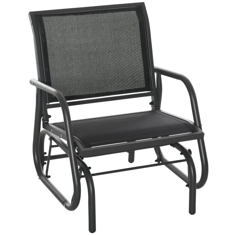 Outsunny Outdoor Gliding Swing Chair Garden Seat W/ Mesh Seat Curved Back Steel Frame Armrests Comfortable Lounge Furniture Dark Grey Black 1 Outsunny Outdoor Gliding Swing Chair Garden Seat W/ Mesh Seat Curved Back Steel Frame Armrests Comfortable Lounge Furniture Dark Grey Black