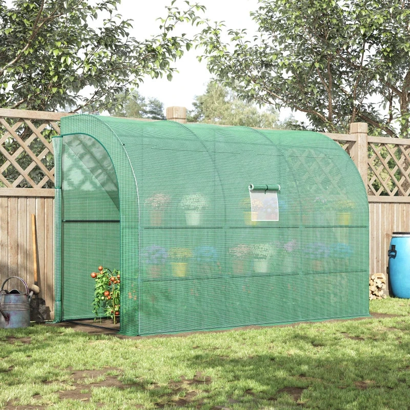 Outsunny Lean To Greenhouse 300L X 150W X 215Hcm - Green 10 Outsunny Lean To Greenhouse 300L X 150W X 215Hcm - Green - Image 10