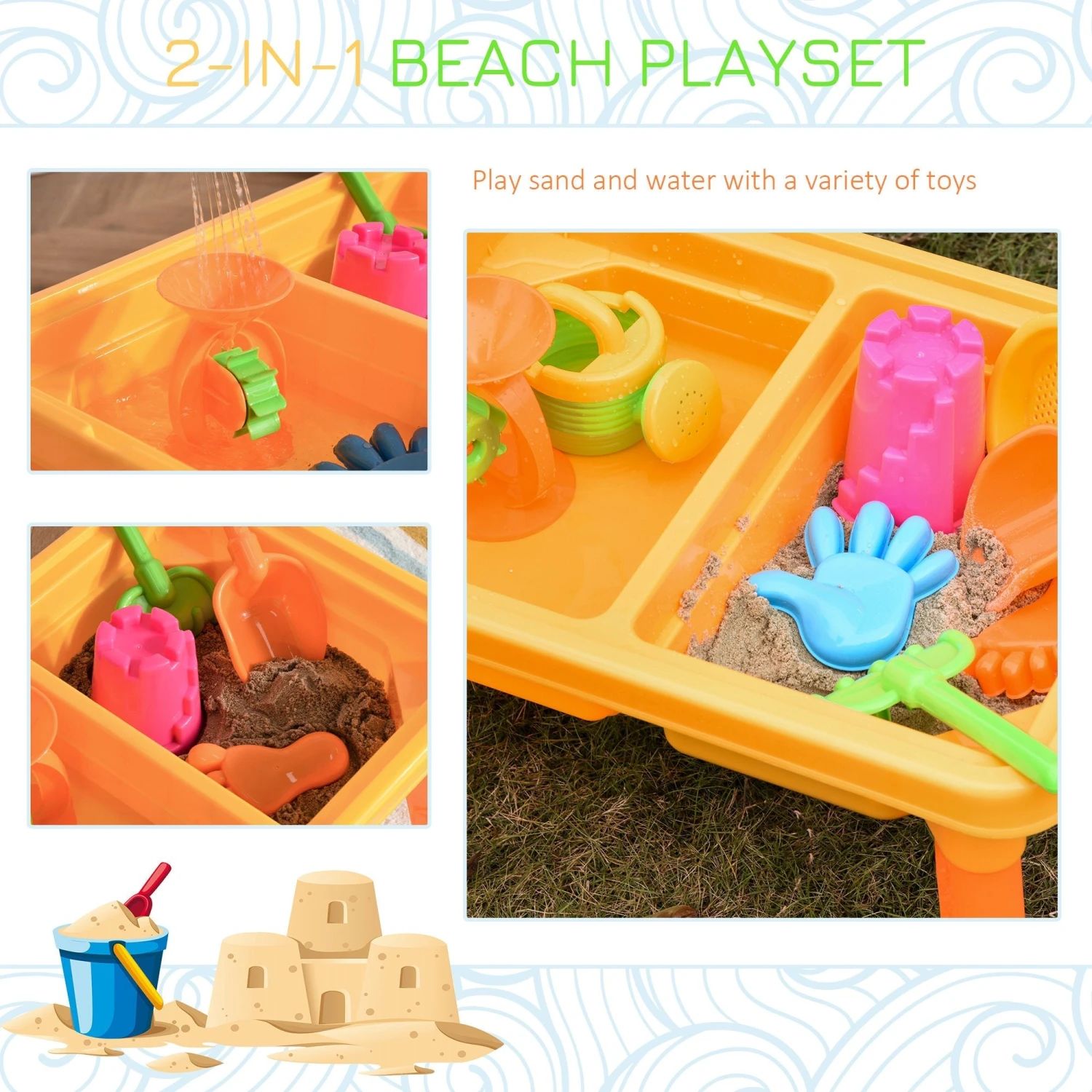 HOMCOM Kids Sand And Water Table Playset 5 HOMCOM Kids Sand And Water Table Playset - Image 5