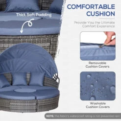 Outsunny Garden Daybed With Cushions - Grey With Blue Cushions 17 Outsunny Garden Daybed With Cushions - Grey With Blue Cushions -OUTSUNNY Store tZad951803be56c94 jpg