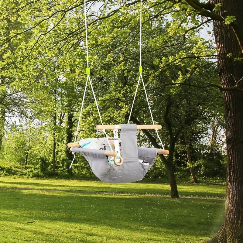 Outsunny Baby Swing Seat For Ages 6-36 Months - Grey 2 Outsunny Baby Swing Seat For Ages 6-36 Months - Grey - Image 2
