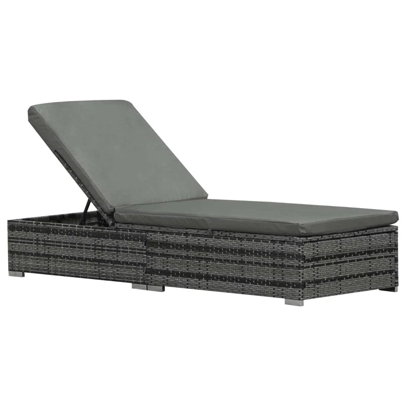 Outsunny Rattan Reclining Lounger - Grey 13 Outsunny Rattan Reclining Lounger - Grey - Image 13