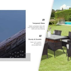 Outsunny Rattan Garden Furniture Dining Set 6-seater Patio Rectangular Table Cube Chairs Outdoor Fire Retardant Sponge Brown -OUTSUNNY Store tpYb1017eecc29833 a328e02d 9545 46d3 a0c4 472252c8d943