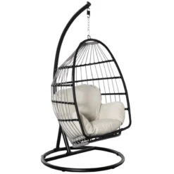 Outsunny Rattan Hanging Egg Chair Black 13 Outsunny Rattan Hanging Egg Chair Black -OUTSUNNY Store uMRdaa1801c81fd76 jpg
