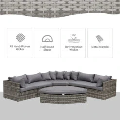 Outsunny Outdoor Rattan Corner Sofa Set 6 Piece - Grey -OUTSUNNY Store uZO99717dc2d3d3f6 jpg
